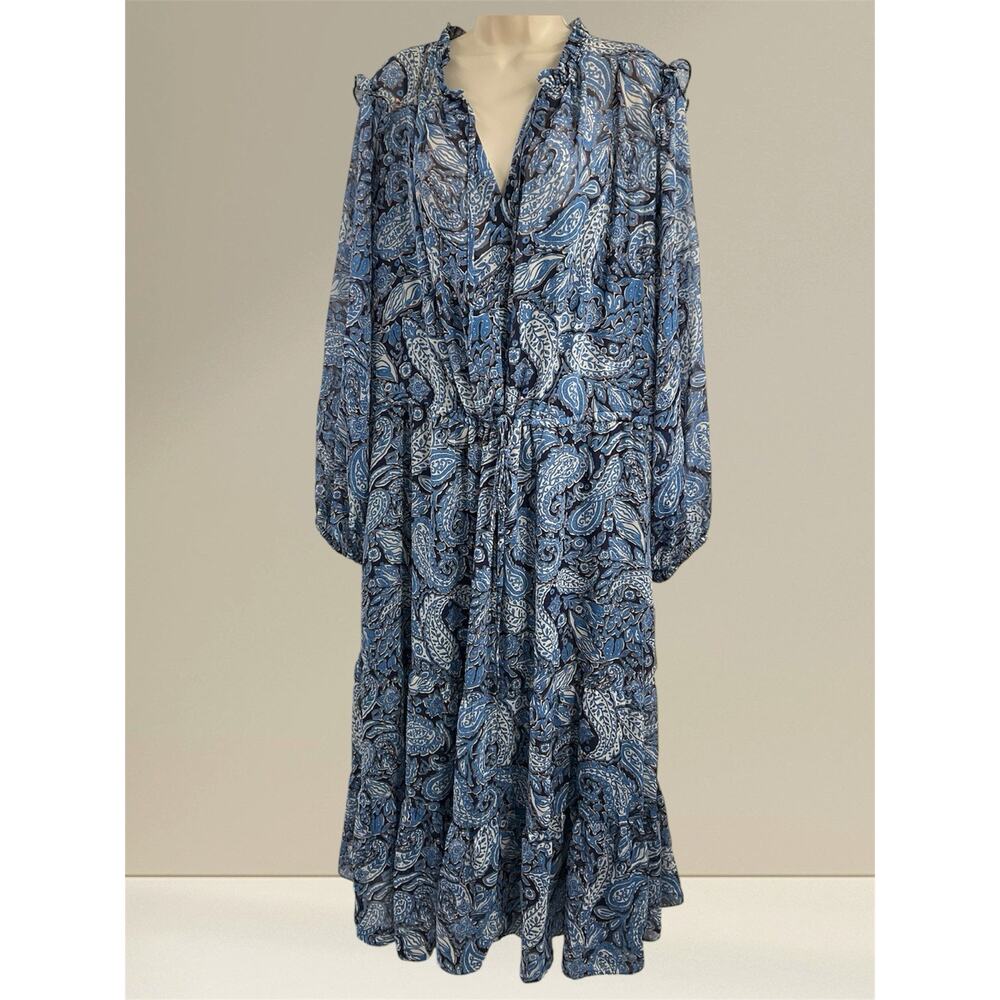 JULIA JORDAN New Boho Long Sleeve Fairy Dress 2XL Blue Paisley